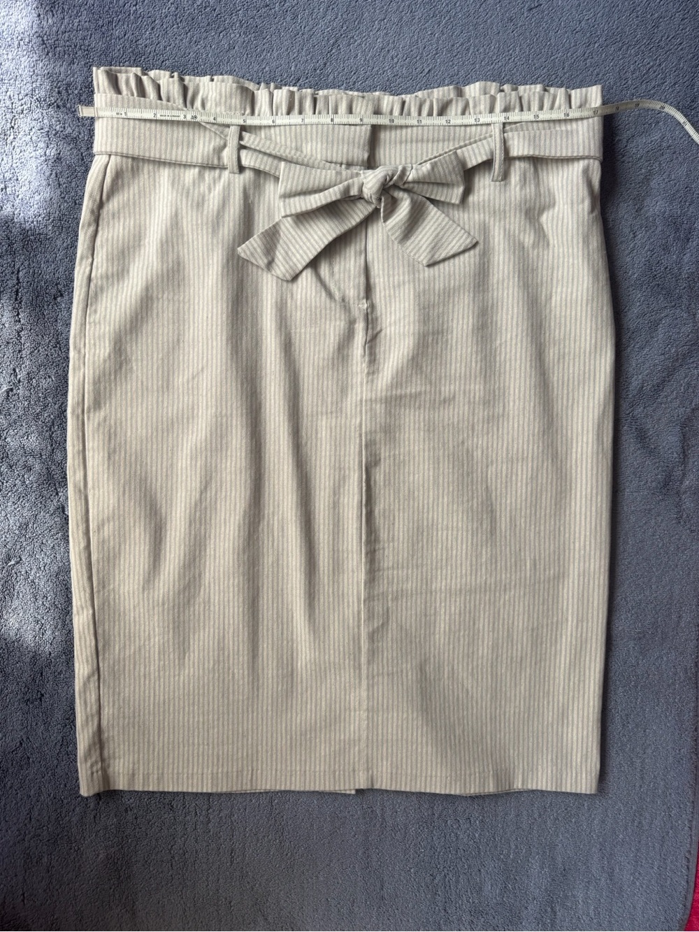 Paperbag Tie Waist Pencil Skirt in Cream